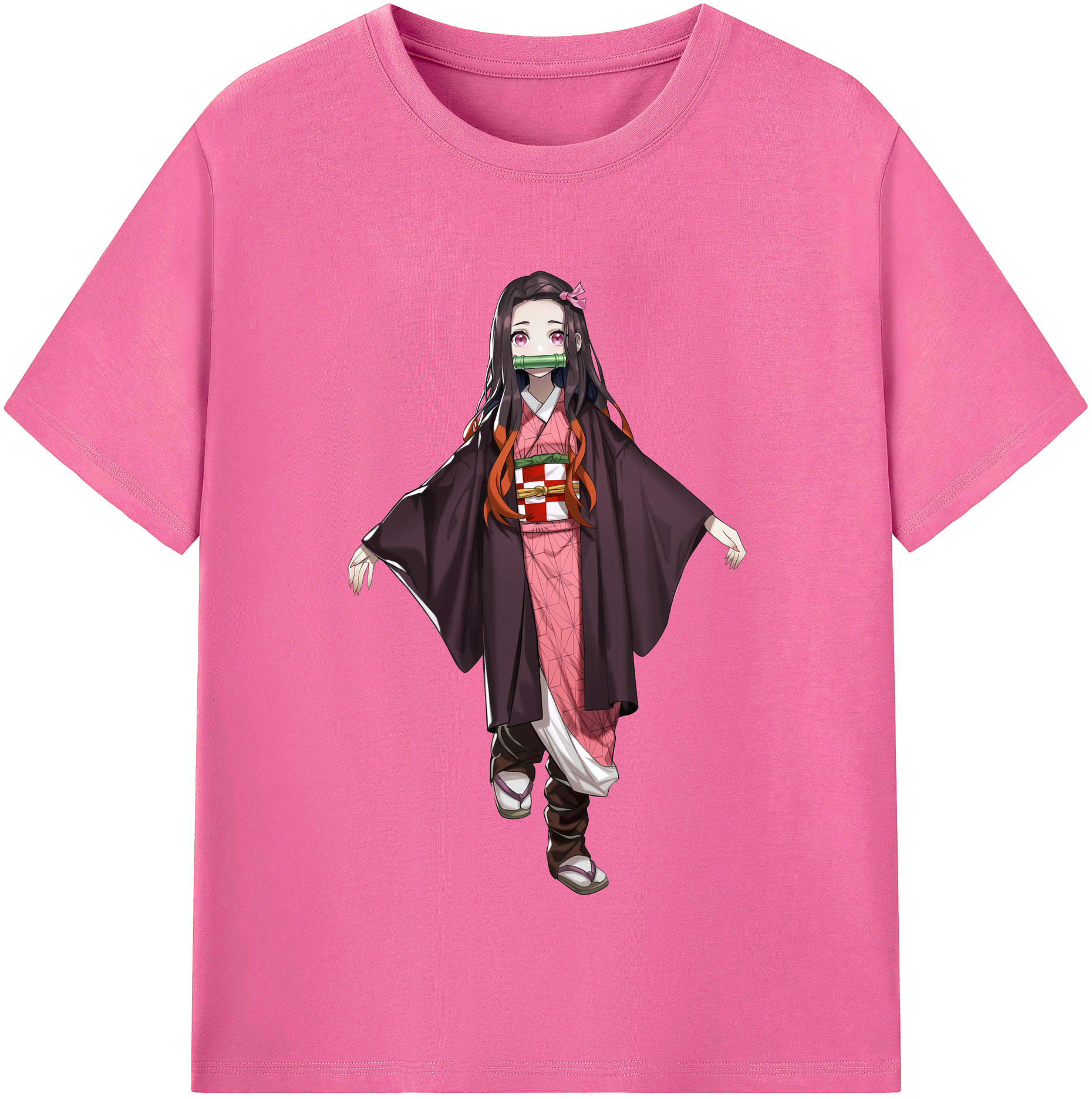 （画像用） 鬼滅の刃（きめつのやいば）竈門 禰󠄀豆子／かまど ねずこ Kamado Nezuko レディースカジュアルプリントTシャツ（綿100％）